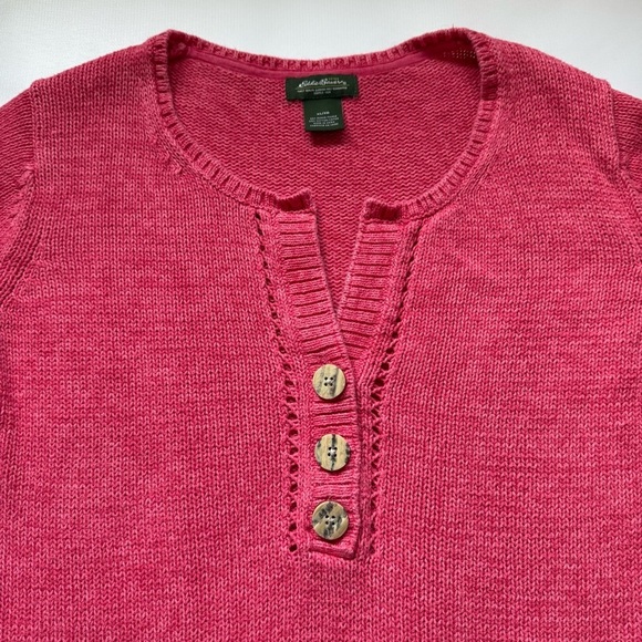 Eddie Bauer Pink Orange color Long Sleeve Sweater Ramie Cotton blend size XL - Picture 2 of 9